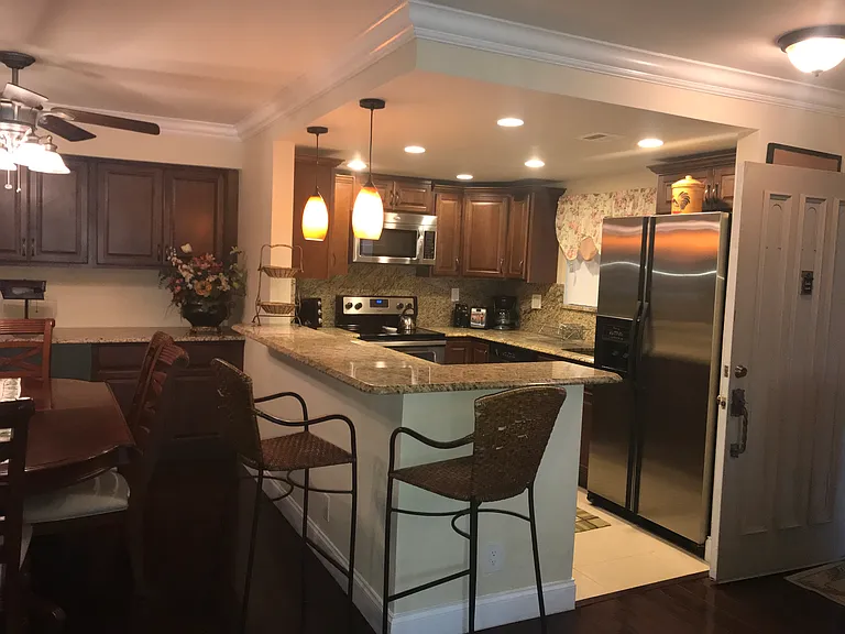 view of kitchen and dining room from living room