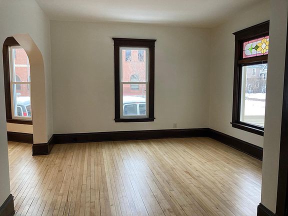 Living room with stain glass window