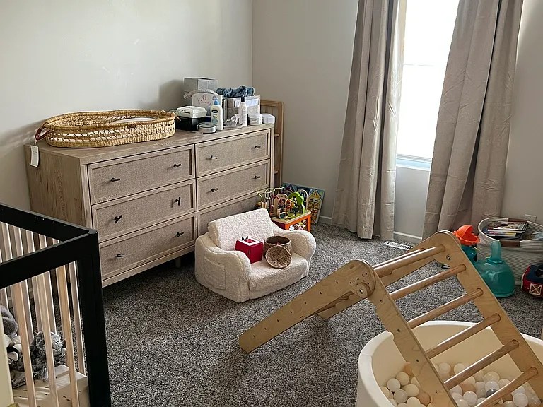 bedroom 2 upstairs, fits full or queen