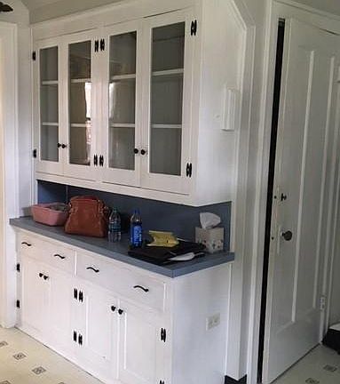farmhouse cabinet in kitchen