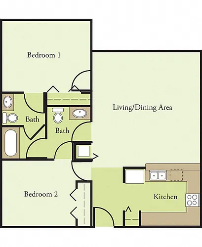 Floor plan Two Bedroom Two Bath
