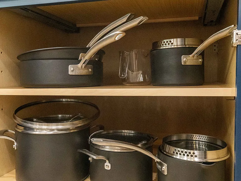 This furnished home includes cookware, and even linens.