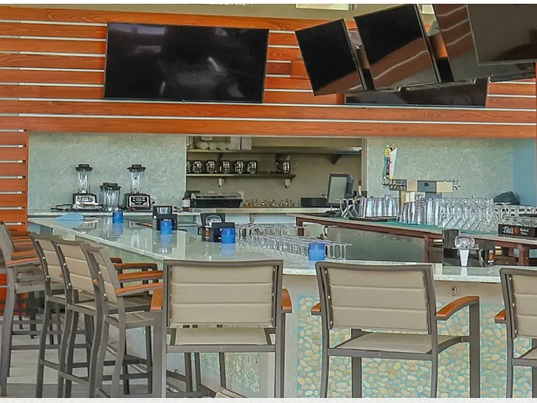 Outdoor bar and eating area