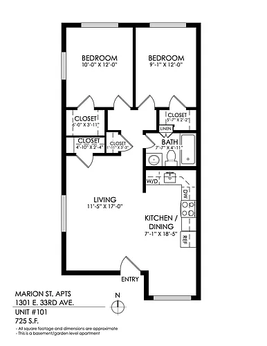 Floor plan 2 Bedroom 1 Bath