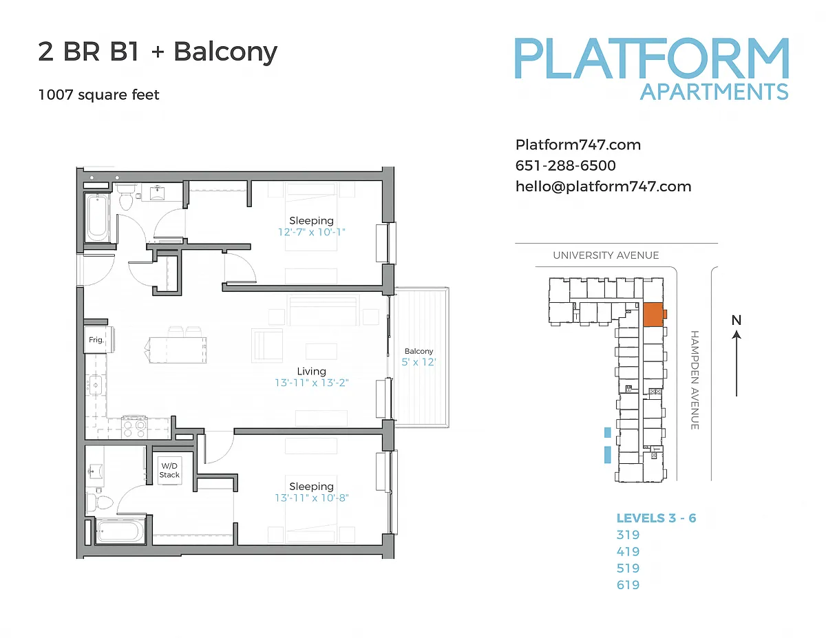 Floor plan Two Bedroom B1