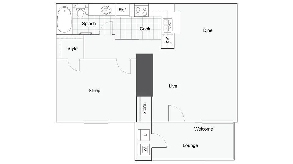 Floor plan 1 BR x 1 BA - A - Income-Restricted (50)
