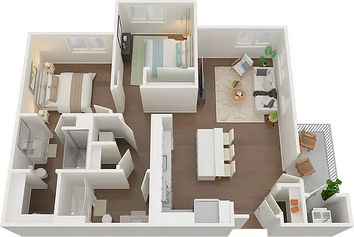Floor plan 2 Bed 2 Bath PNL2BC