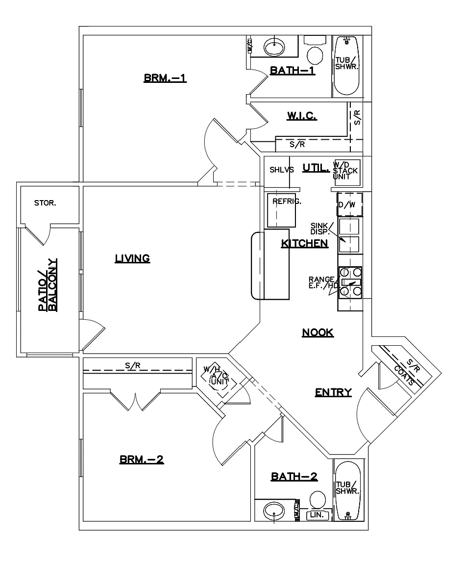 Floor plan Two Beds Two Baths C
