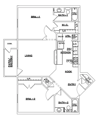 Floor plan Two Beds Two Baths C