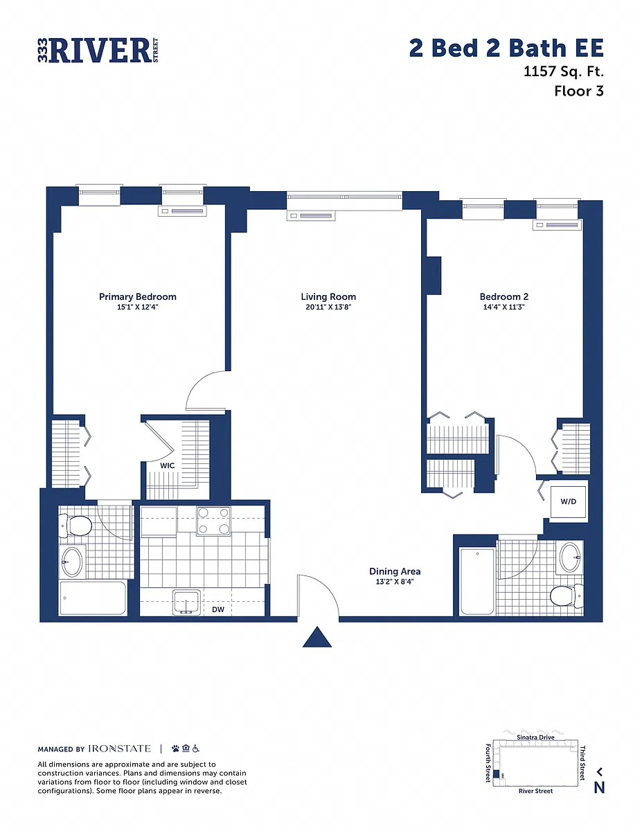 Floor plan 2 Bed 2 Bath EE