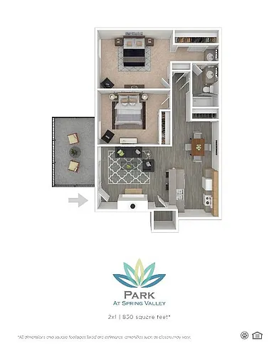 Floor plan 2 Bedroom 1 Bath