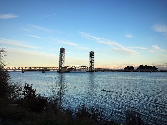 Rio Vista Bridge view at sunset. The bridge is only 10 min. walk from the apartment