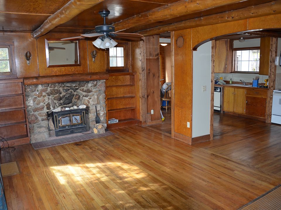 Original stone fireplace