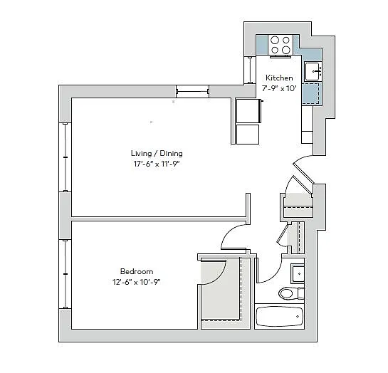 Floor plan mon-1bs3