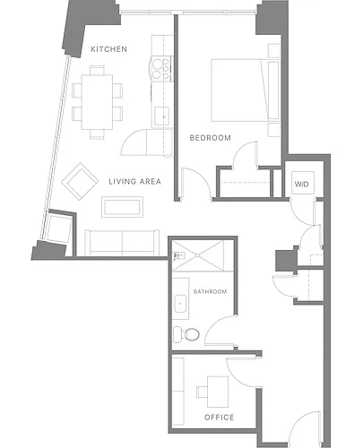 Floor plan One Bedroom Den G