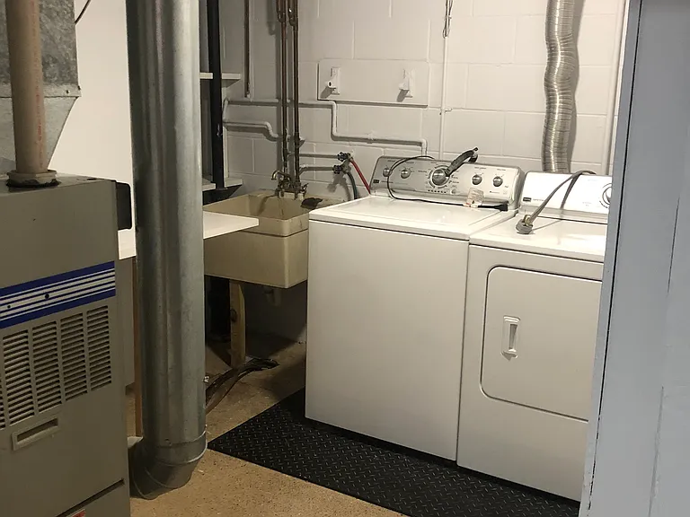 Laundry room. Hookups for washer & dryer provided by landlord.
Current tenant is leaving their washer/dryer. New tenant can bring their own or use these, but any repairs/replacement are the responsibility of the new renter.
