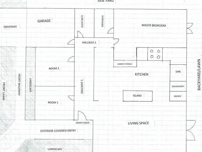 House plan, not to scale. Interior photos to come!