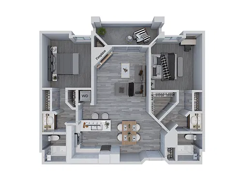 Floor plan 2BD, 2BTH BR