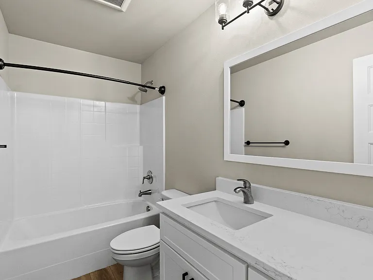 This thoughtfully designed bathroom combines modern style, everyday functionality, and comfortable living. This thoughtfully designed bathroom combines modern style, everyday functionality, and comfortable living.