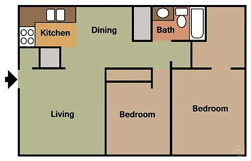Floor plan 2 BED 1 BATH