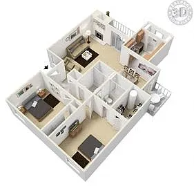 Floor plan 2 Bedroom 2 Bathroom B3