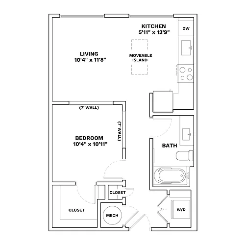 Floor plan 0x1 - 577sqft - S1 - Pop