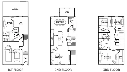 Floor plan Ellicott 2 Car Front - 4 Bed / 3.5 Bath TH