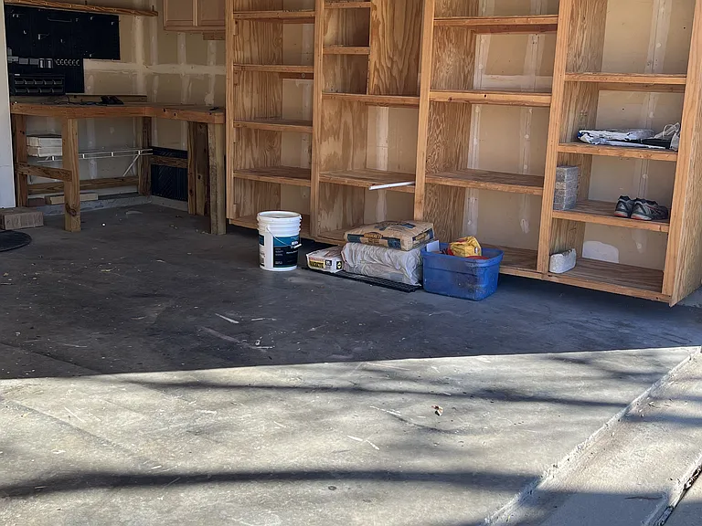 Custom Built In Shelves in Garage