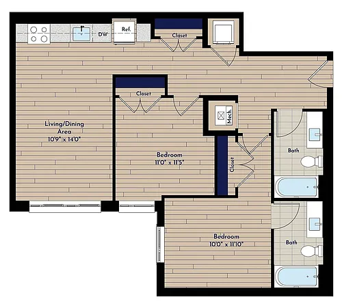 Floor plan B 2BR-E2 70