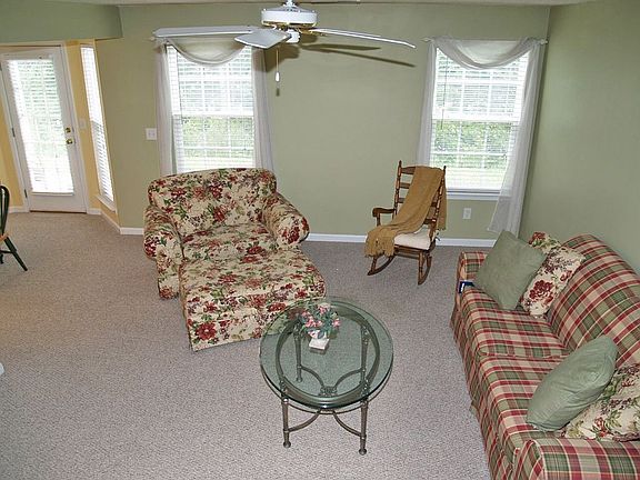 This view from the stairway shows the open floor plan.