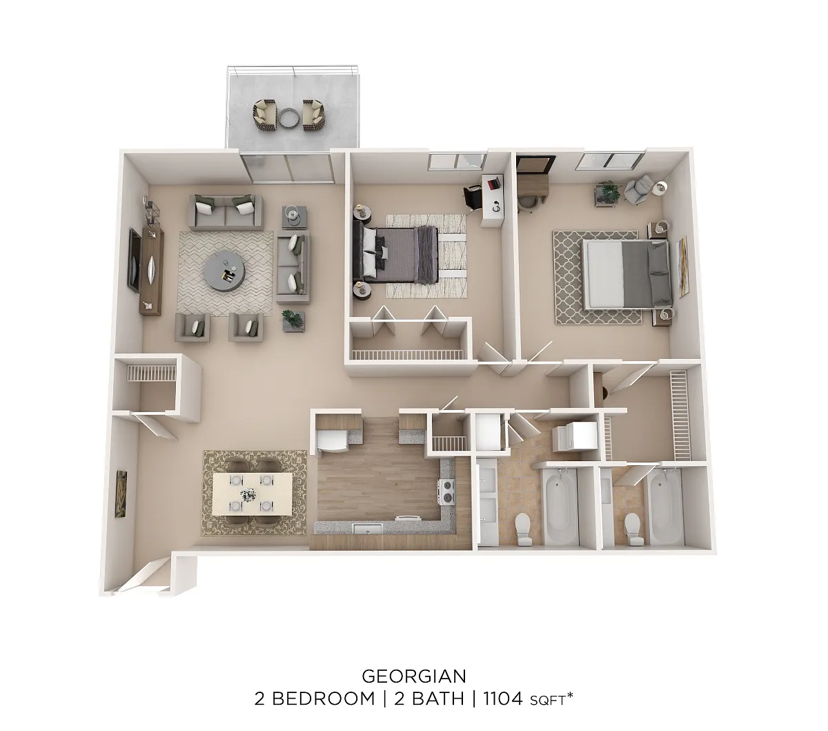 Floor plan Georgian 2Bed 2Bath 1104sqft