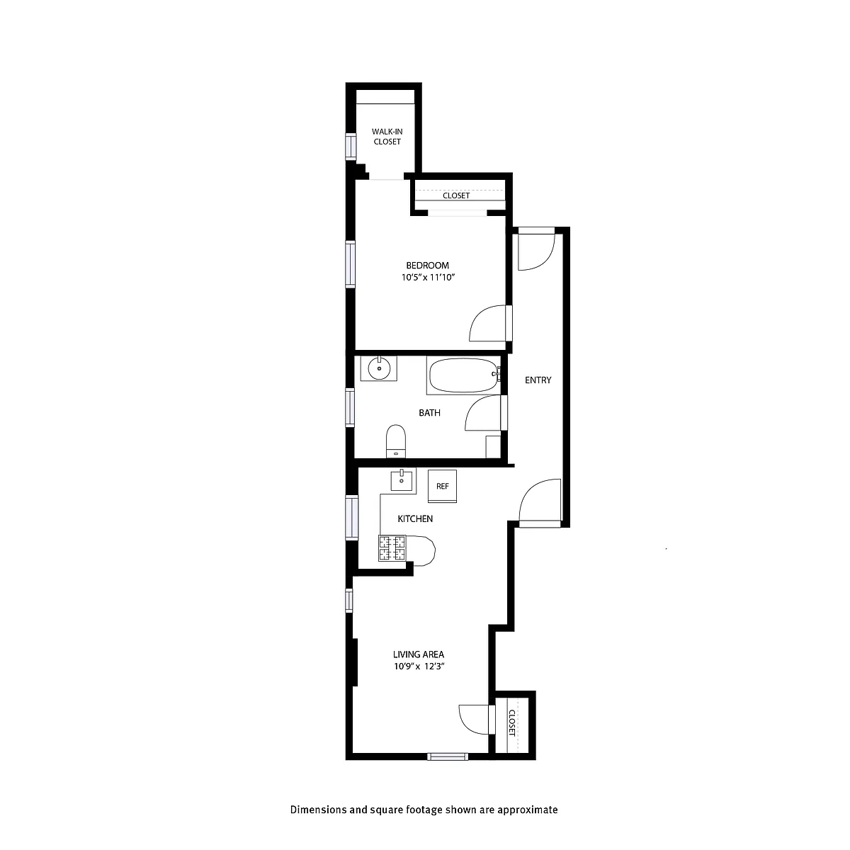 Floor plan Unit 4: 1 Bedroom / 1 Bath