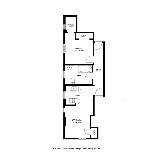 Floor plan Unit 4: 1 Bedroom / 1 Bath