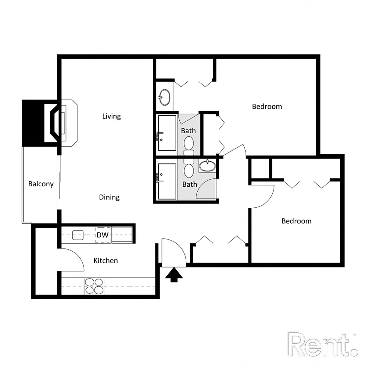 Floor plan 2 Bed 2 Bath