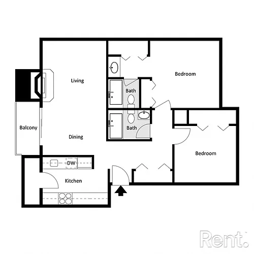 Floor plan 2 Bed 2 Bath