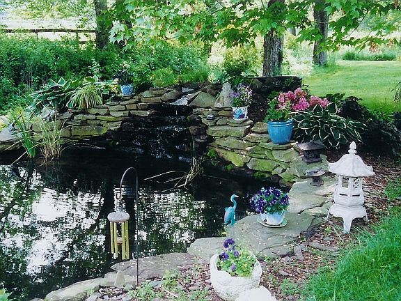 Pond with waterfall