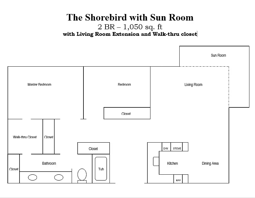 Floor plan Two Bedroom with Sun Room