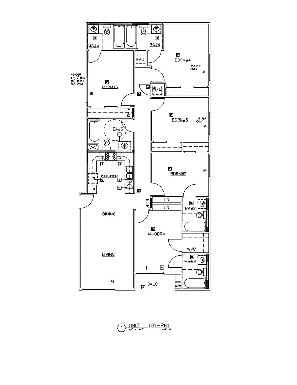 Floor plan Five-Bedroom Five-Bathroom - A