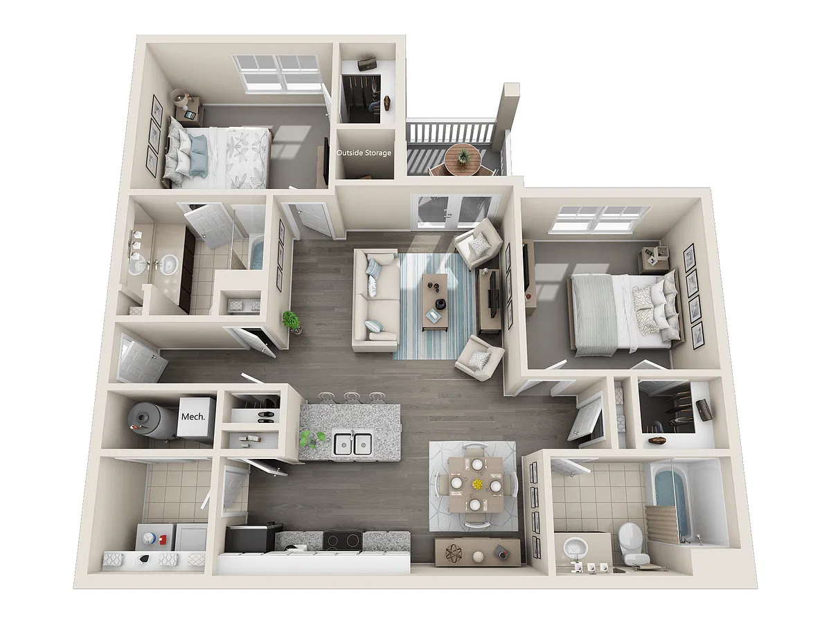 Floor plan 2 Bedroom 2 Bathroom