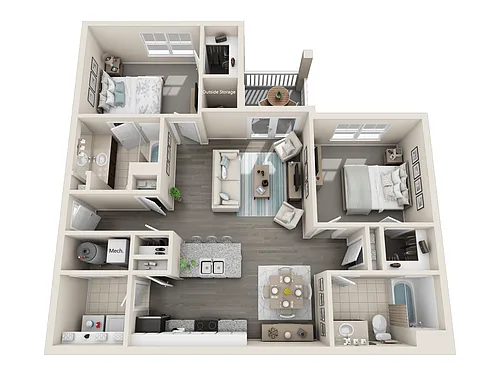 Floor plan 2 Bedroom 2 Bathroom