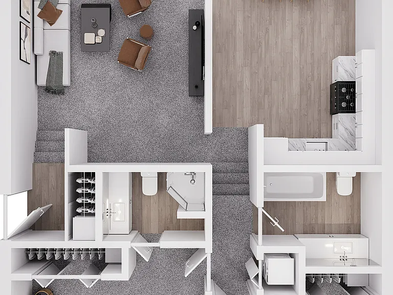 Valley Run 2 Bedroom 2 Bathroom Vaulted_3D Valley Run 2 Bedroom 2 Bathroom Vaulted_3D