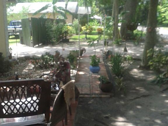 across front yard