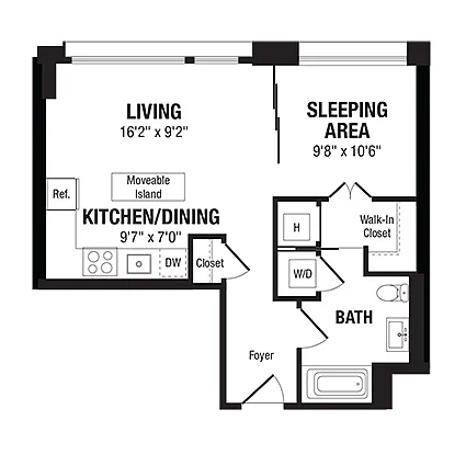 Floor plan 1 Bed/1 Bath-A4a