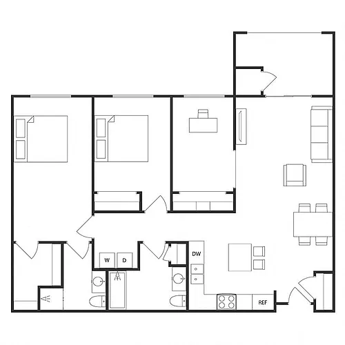 Floor plan 2 BED 2 BATH DEN