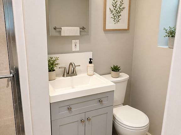 Modern bathroom with updated vanity and fixturessimple, clean, and functional.