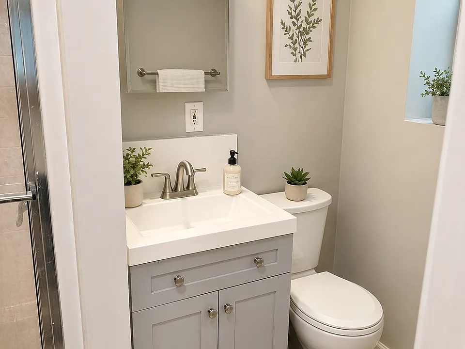 Modern bathroom with updated vanity and fixturessimple, clean, and functional.