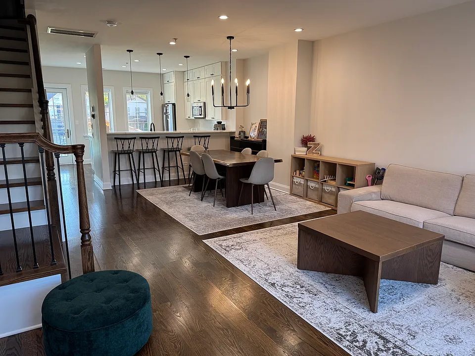 Kitchen, living, dining room area.