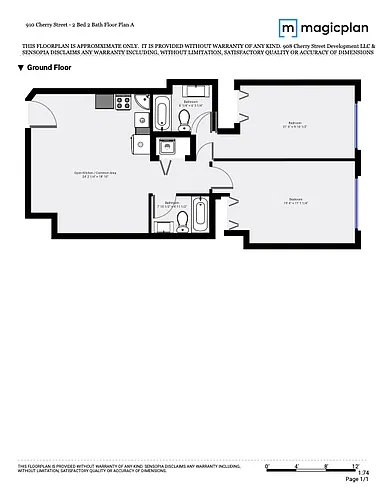 Floor plan 2 Bed 2 Bath Floor Plan A