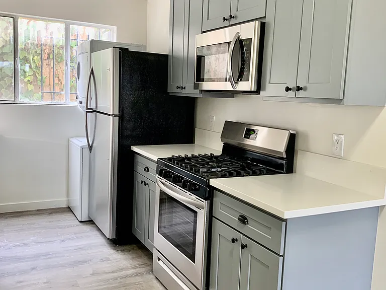 spacious kitchen and shaker cabinets