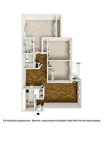 Floor plan 3 Bed - 2 Bath